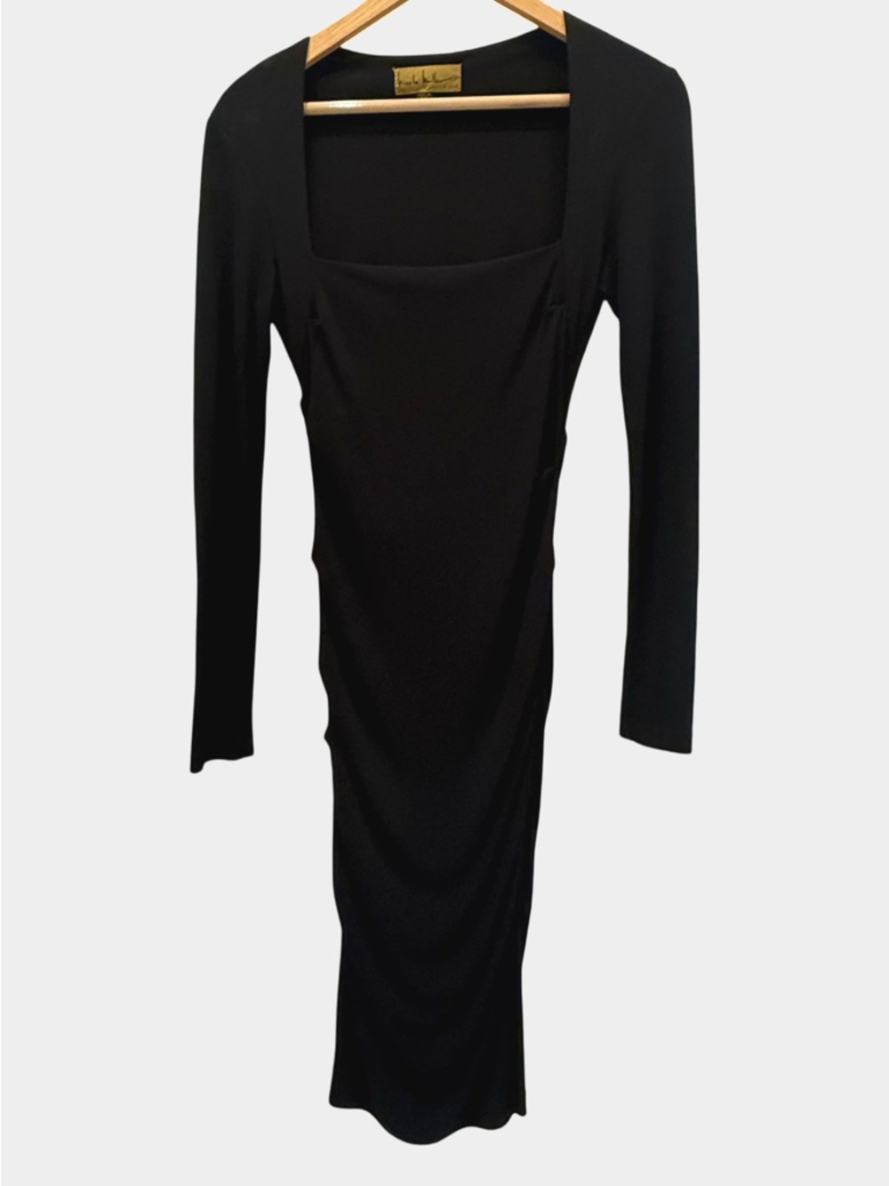 Vintage Nicole Miller Classic Black Long-Sleeve Square Neck Dress